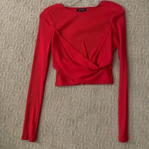 Topshop Crossover Long Sleeve Crop Top